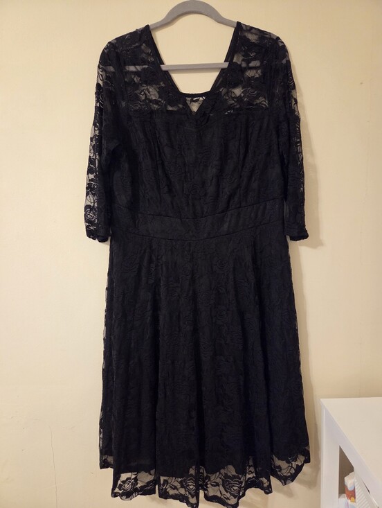Jasambac Dresses & Skirts - Black Lace Midi Dress - Classic Women's Evening Dress